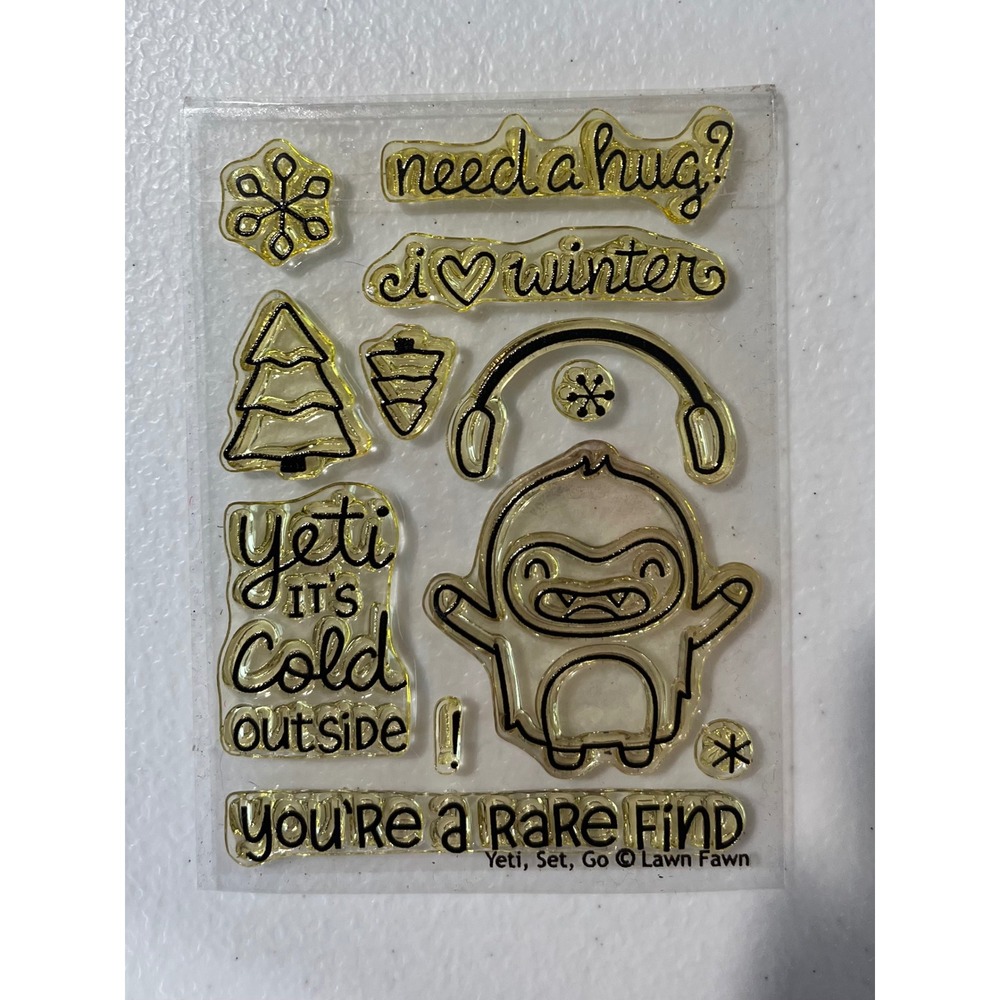 Lawn Fawn Yeti Set Go Clear Stamp Set Retired 3x4 Winter Holiday Christmas